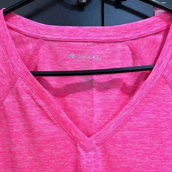 Ideology Athletic long sleeve, v-neck, lightweight top, polyester,heathered pink - Picture 3 of 8